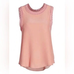 See Description! Cinq a Sept Ellina Top Blouse 100% Silk Pink Sleeveless Size XS